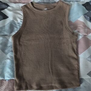 Hollister, Extra Small, Brown Cropped Waffle Tank